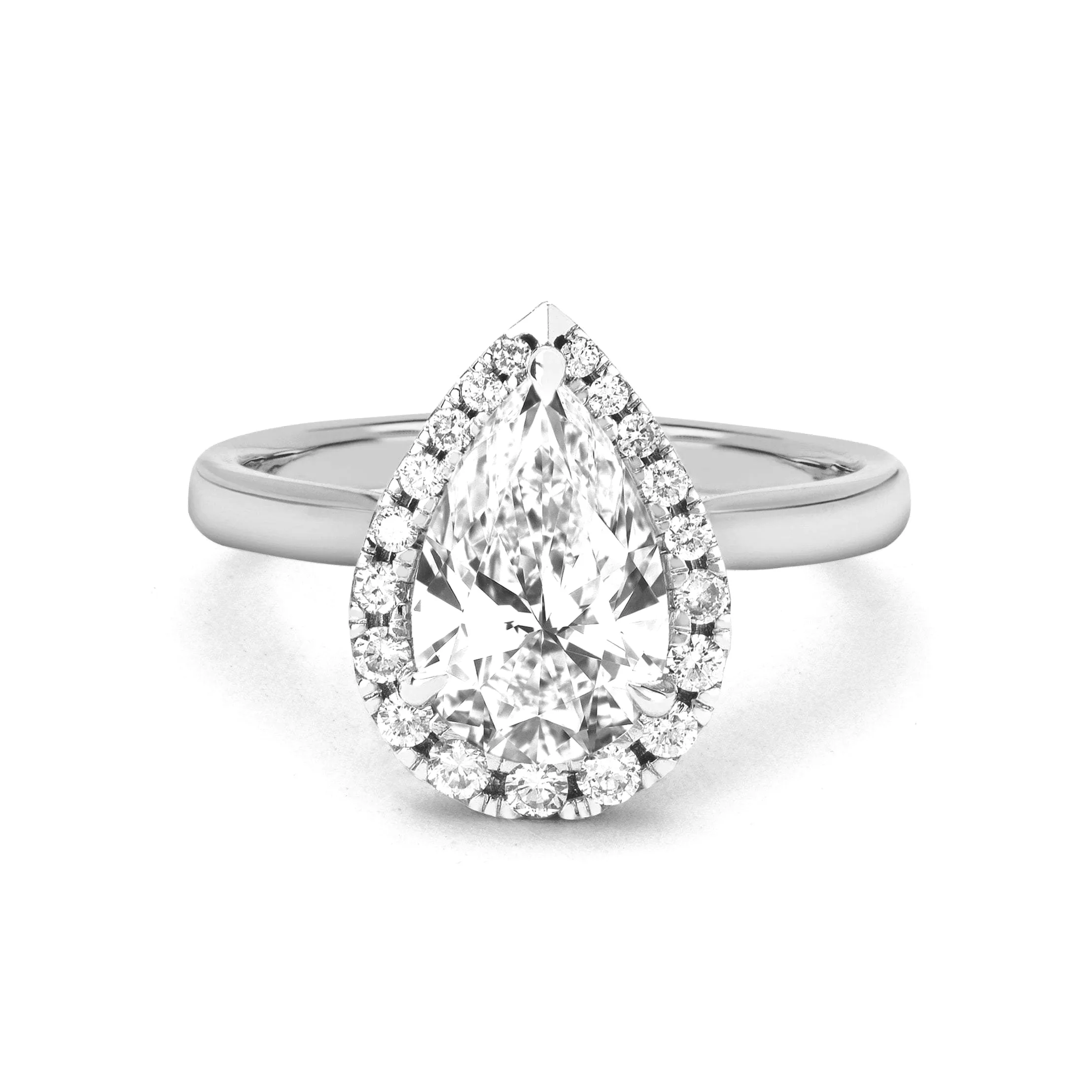 Eternal Water Drop Diamond Setting with Full Pavé Halo