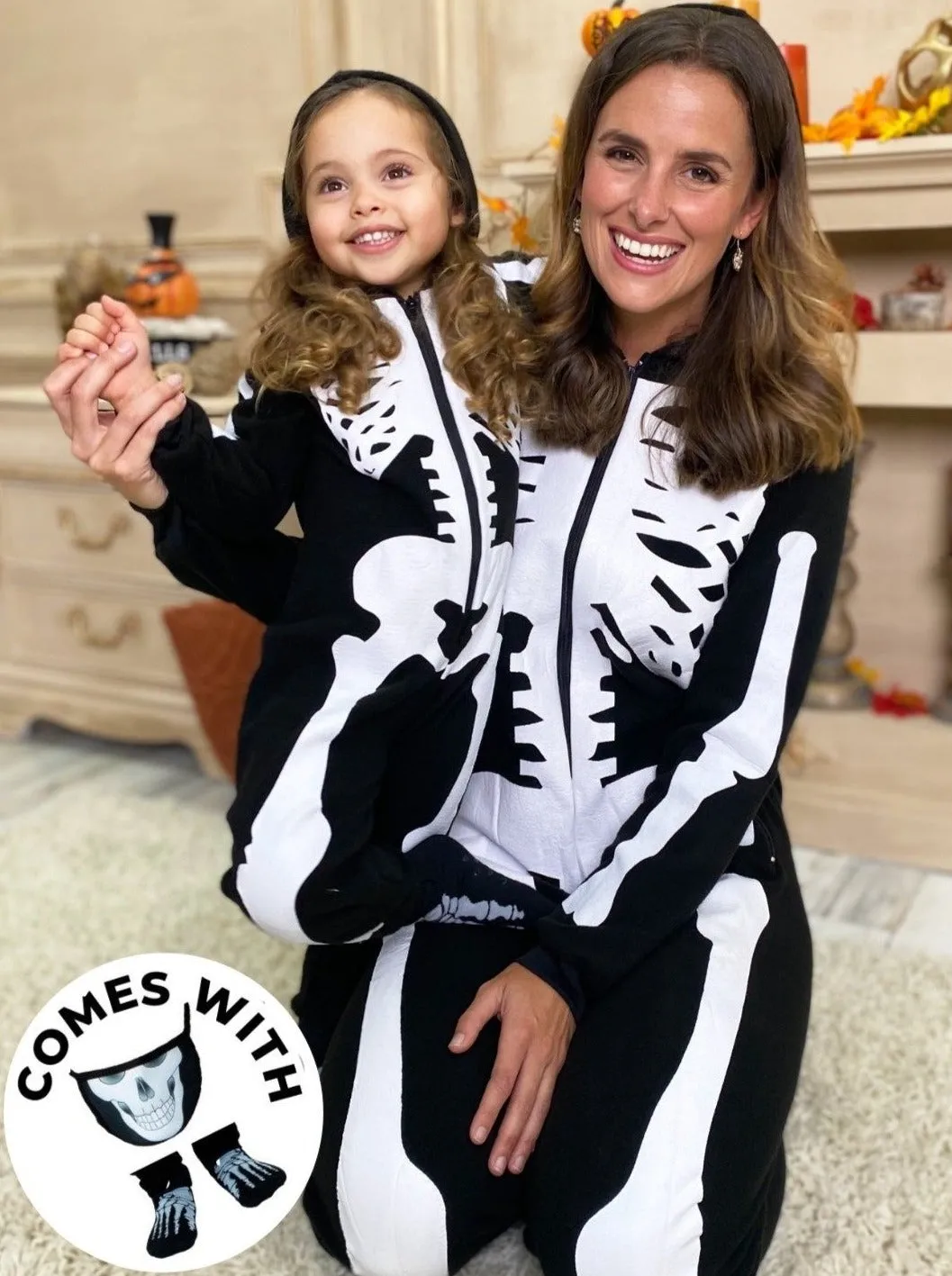 Family Bone-afide Best Skeleton Hoodie Onesie Pajama Set