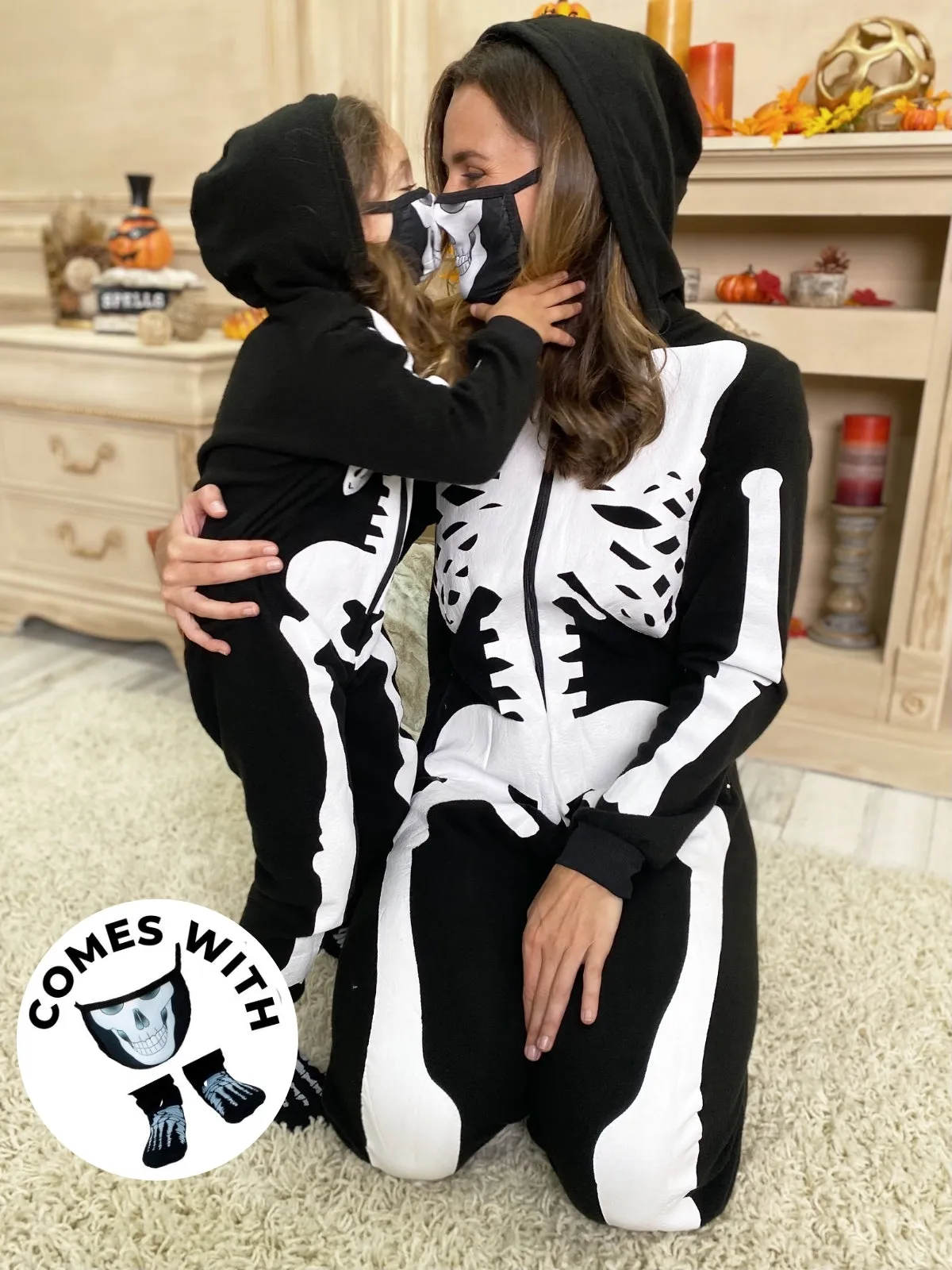 Family Bone-afide Best Skeleton Hoodie Onesie Pajama Set