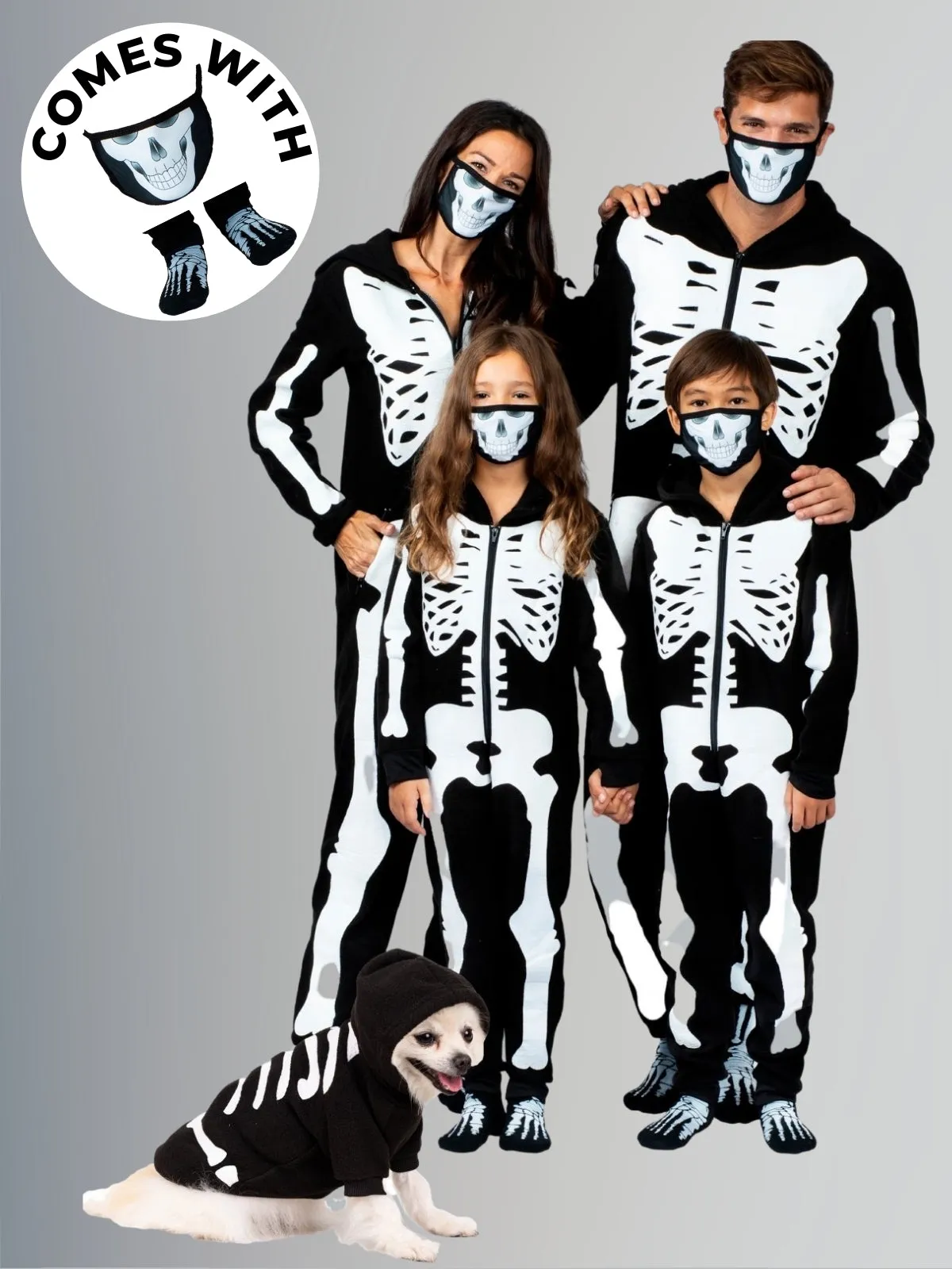 Family Bone-afide Best Skeleton Hoodie Onesie Pajama Set