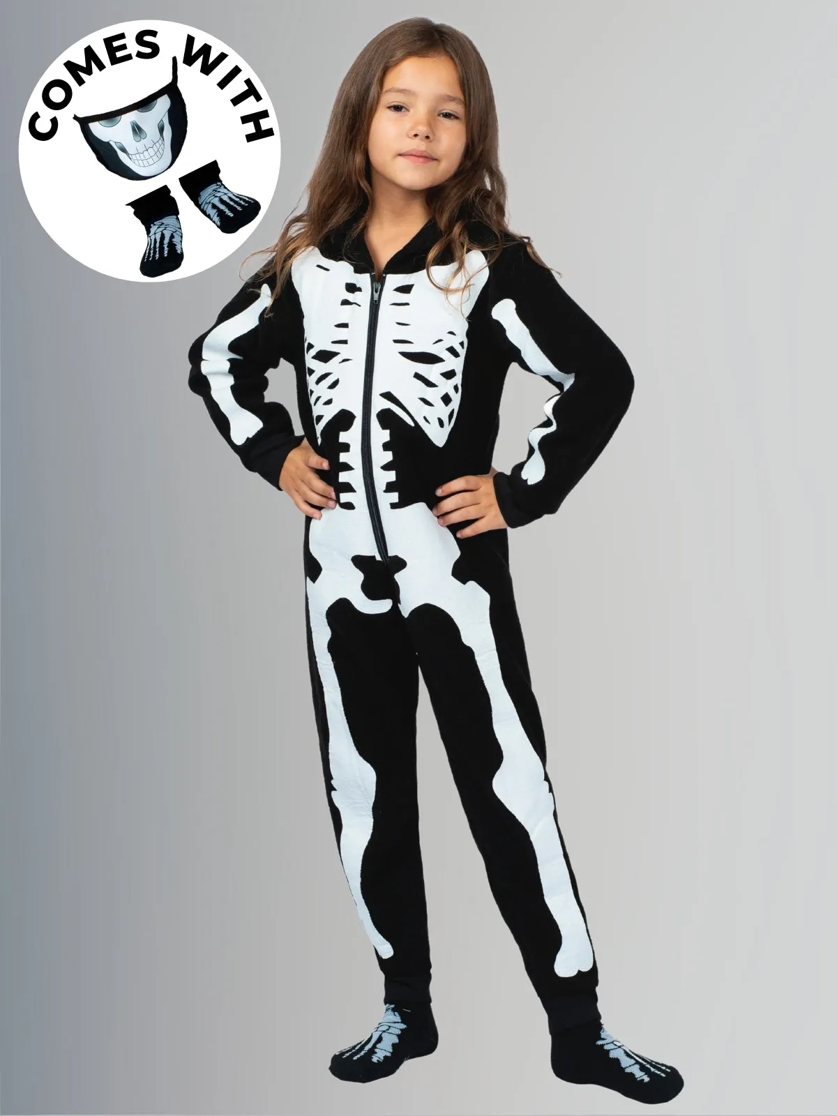 Family Bone-afide Best Skeleton Hoodie Onesie Pajama Set