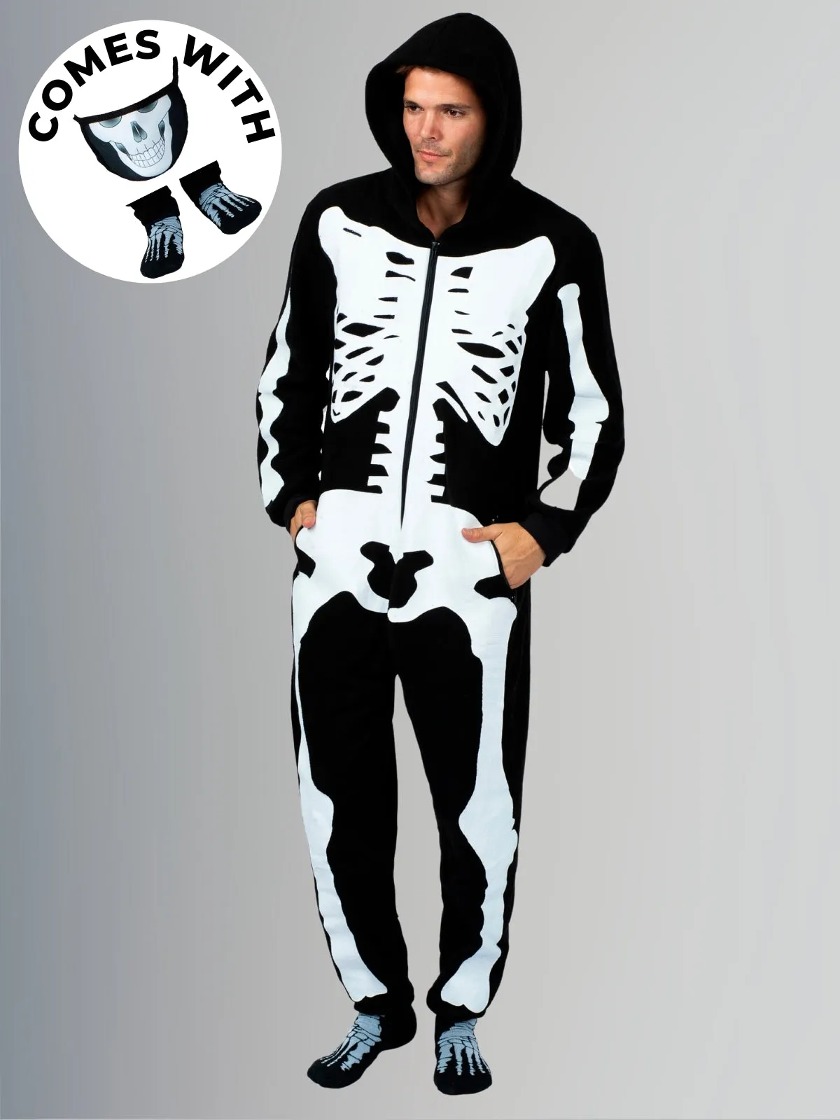 Family Bone-afide Best Skeleton Hoodie Onesie Pajama Set