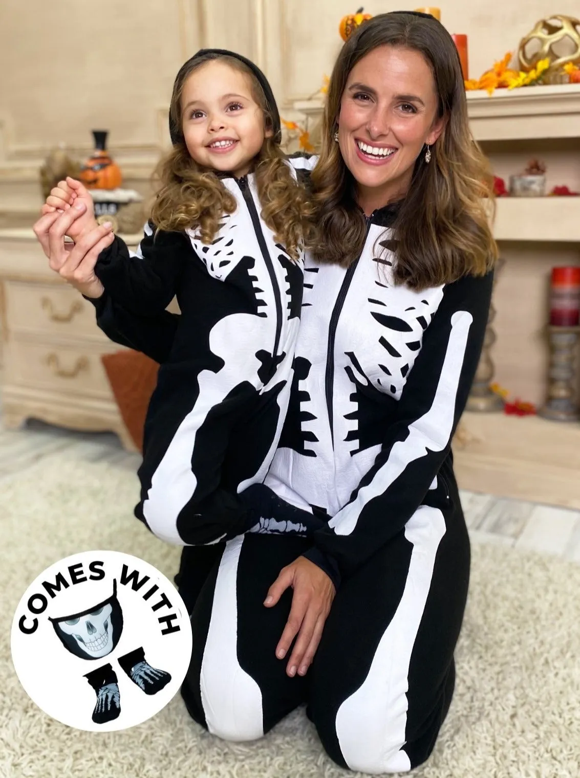 Family Bone-afide Best Skeleton Hoodie Onesie Pajama Set