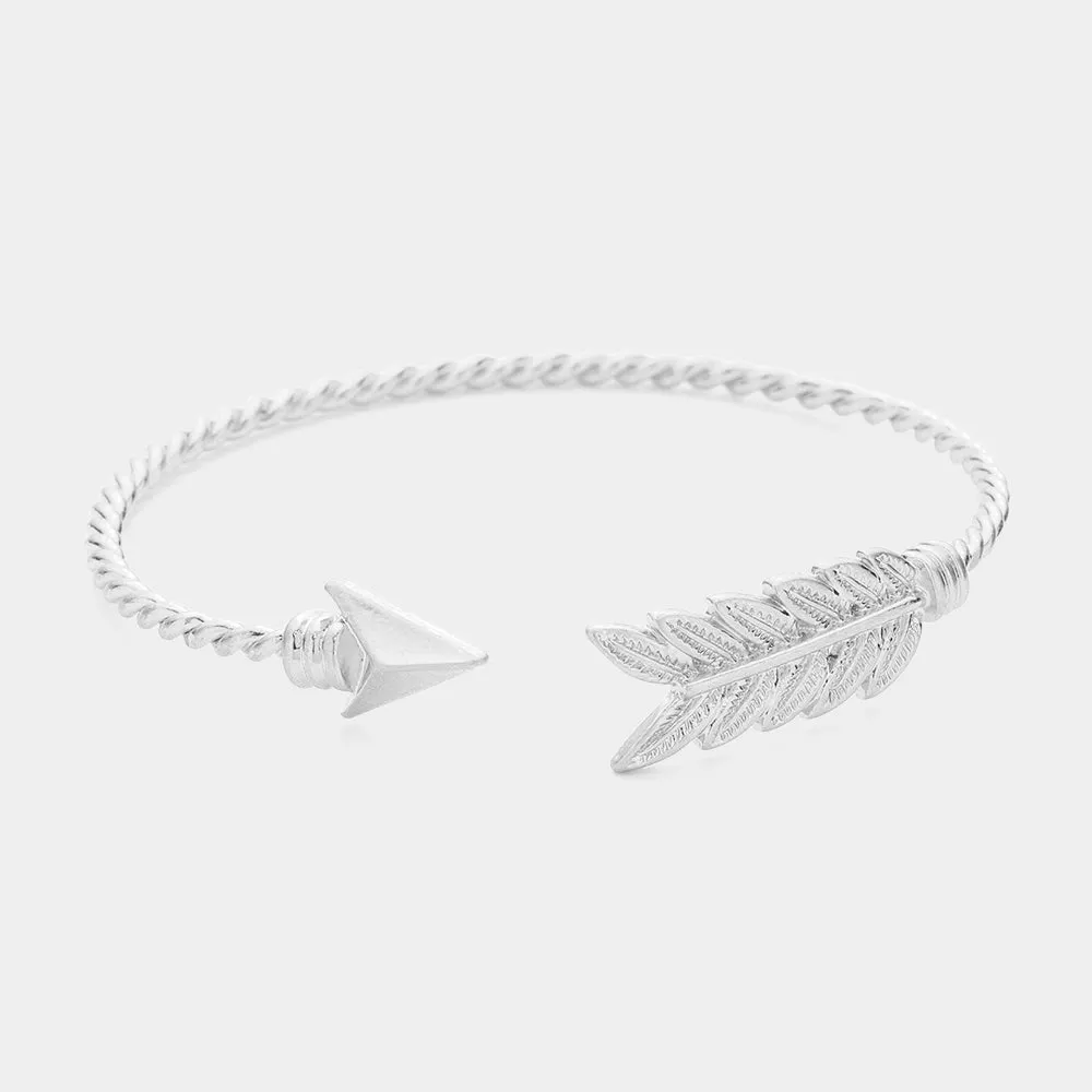 Feathered Arrow Twisted Wire Cuff Bracelet