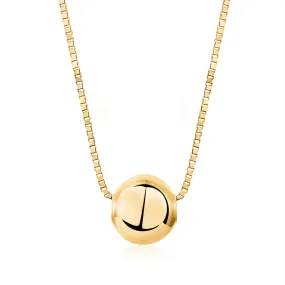 Floating Ball Pendant Necklace 14K Yellow Gold Polished Shiny on Box Chain Italy UNICORNJ 16