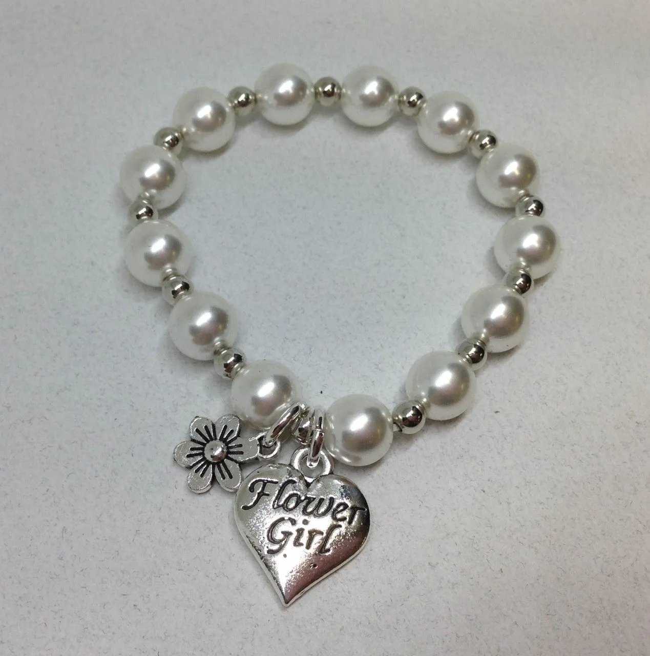 Flower Girl Best Friend Daisy Charm pearl Bracelet