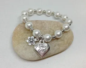 Flower Girl Best Friend Daisy Charm pearl Bracelet