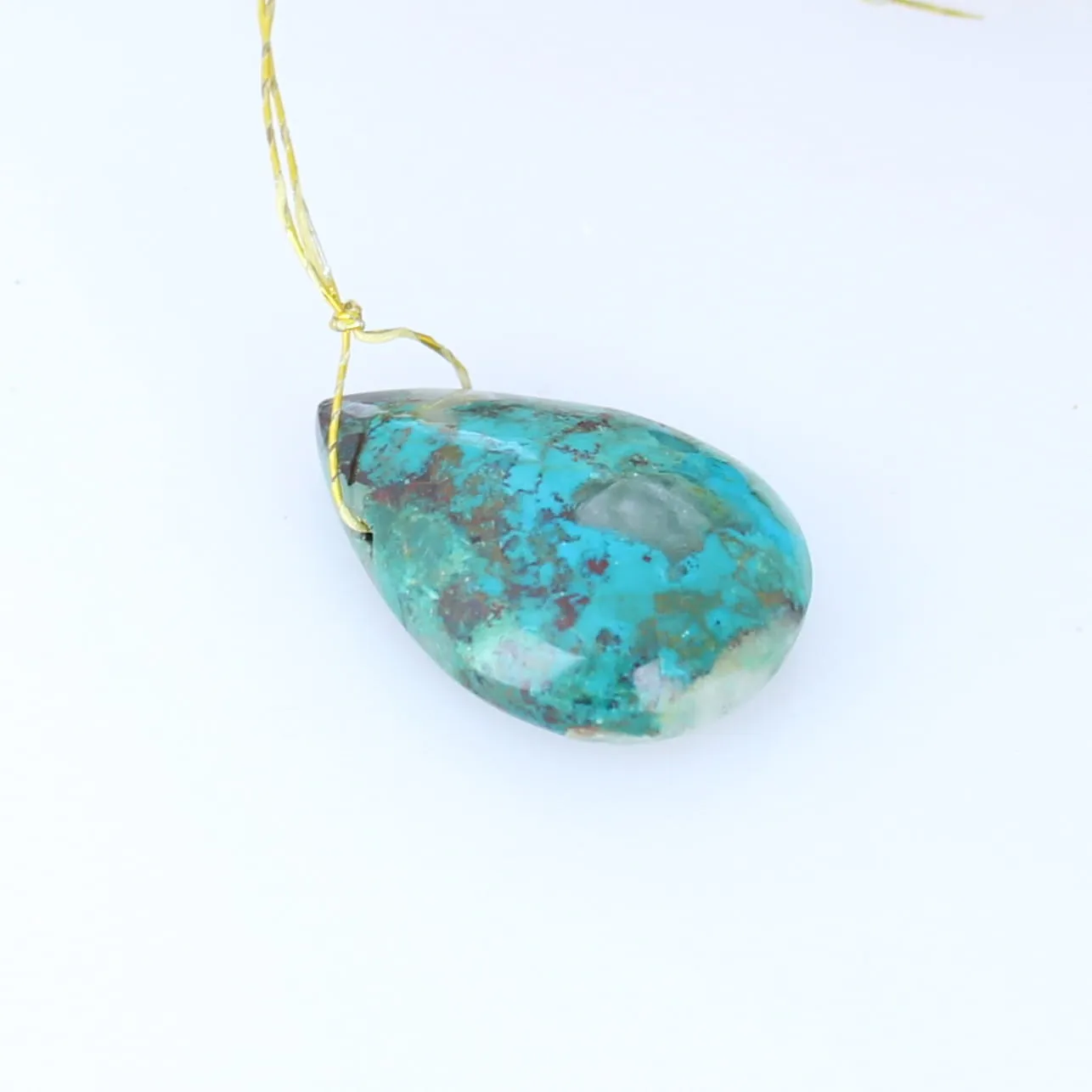 Gem Silica Chrysocolla Pendant Component 24x17mm Teardrop