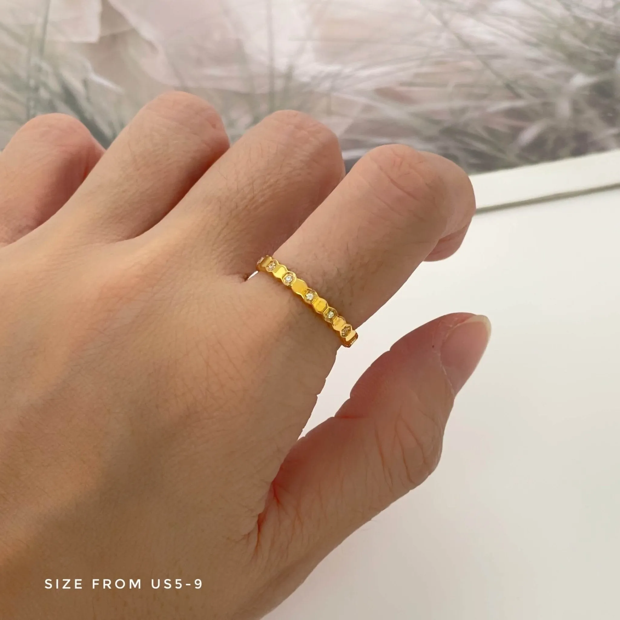 Geometry Zirconia Band Ring