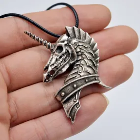 Ghost Unicorn Skull Pendant Necklace