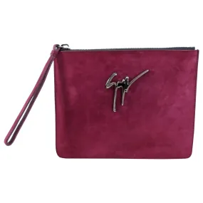 Giuseppe Zanotti Plum Purple Suede Zippered Wristlet Pouch