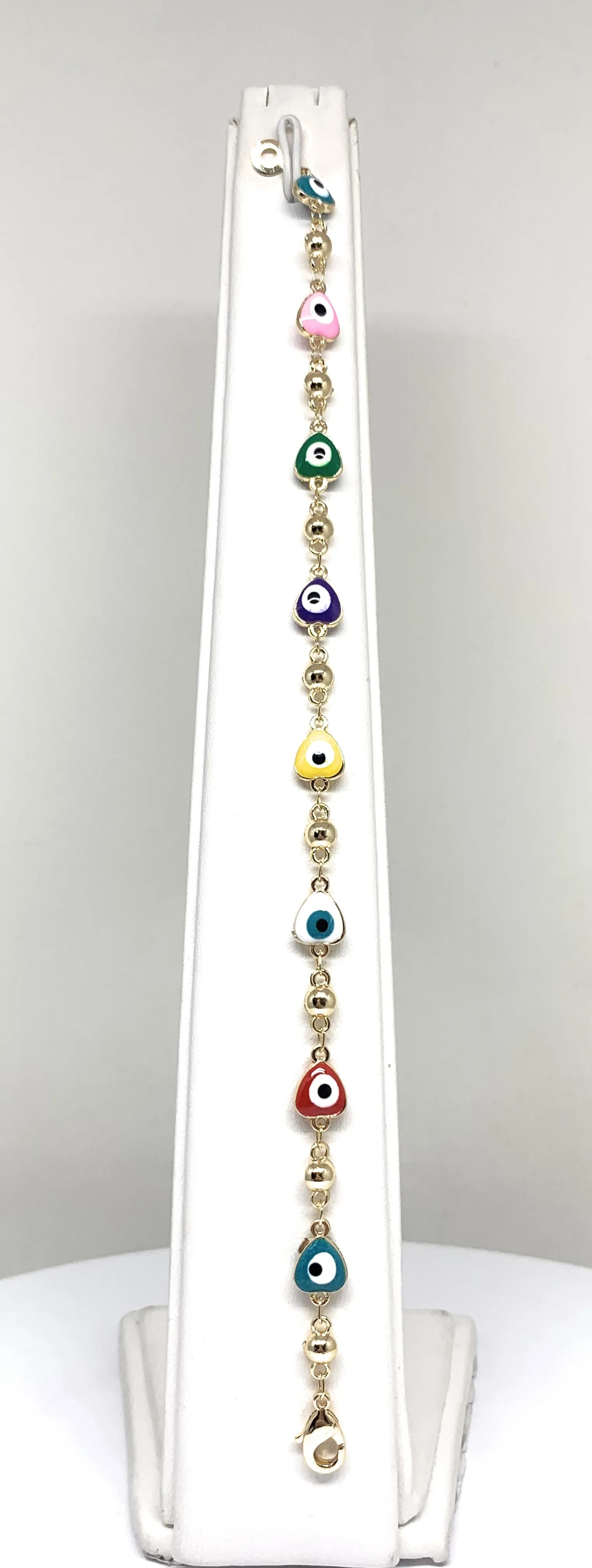 Gold Plated Evil Eye Multi-Color Bracelet 8.5 inch