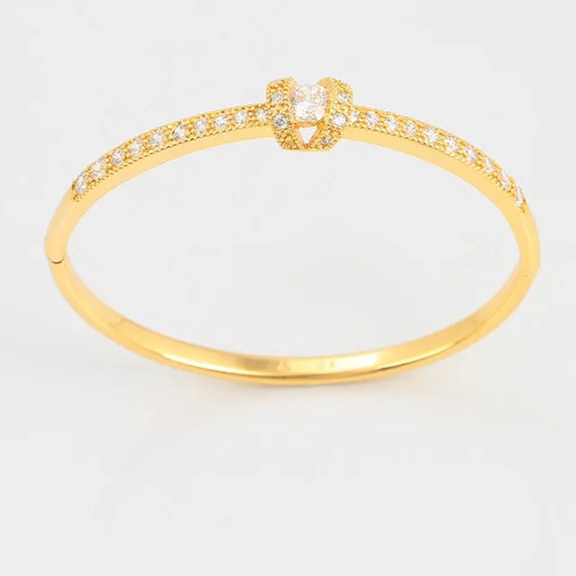 Gold Plated Hinged Bangle Bracelet