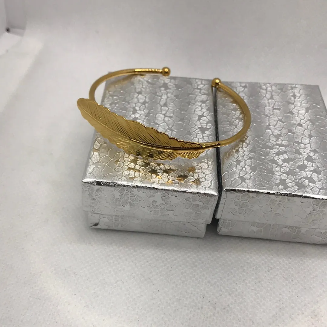 Gold plated leaf  bangle