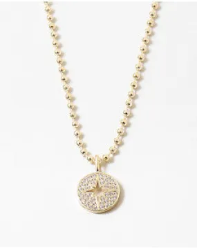 Gold Starburst Pendant Ball Chain Necklace