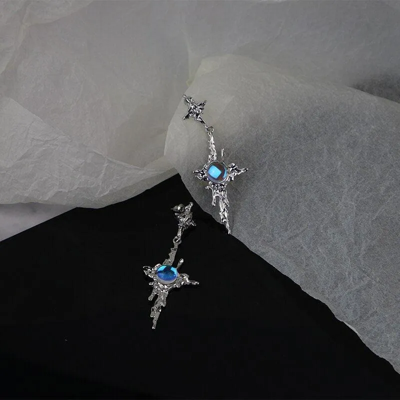 Gothic Irregular Star Stone Lava Geometric Moonstone Earrings