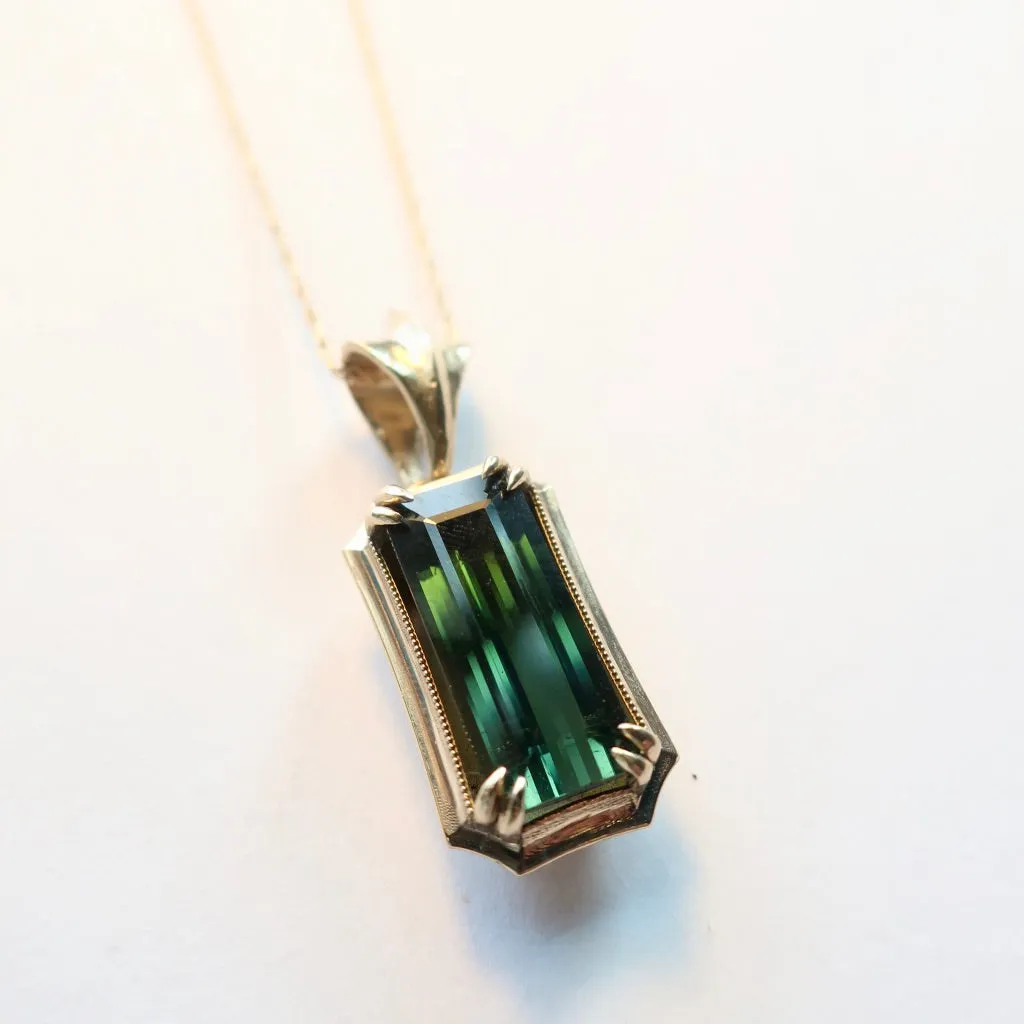 Green Tourmaline 14k Gold Pendant