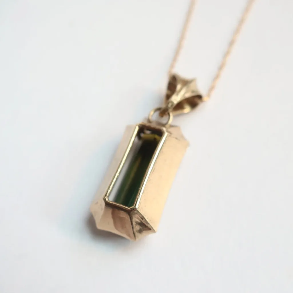 Green Tourmaline 14k Gold Pendant