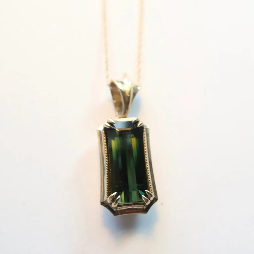 Green Tourmaline 14k Gold Pendant