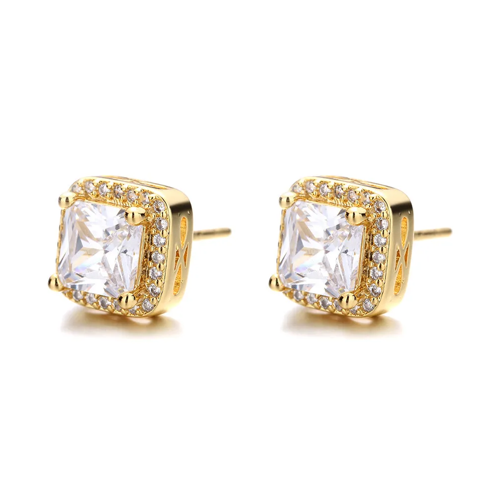 Halo Stud Earrings in 18K White Gold