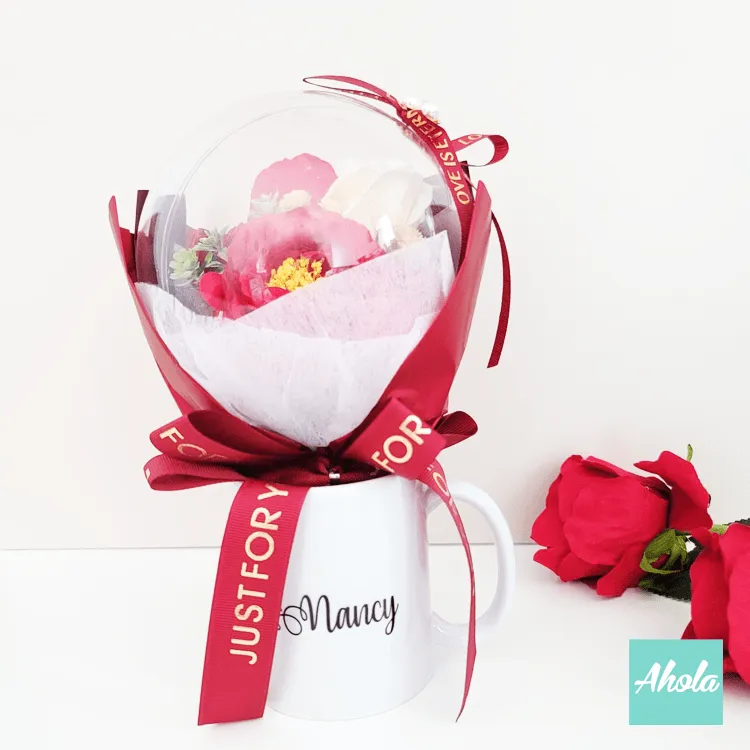 【Happy Mother's Day】Silk/Soap Flowers Bubble ball Box Cup Set 絹/香皂花氣球花配母親節快樂陶瓷杯禮袋套裝