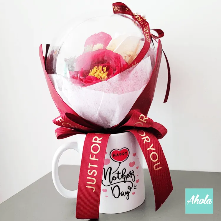 【Happy Mother's Day】Silk/Soap Flowers Bubble ball Box Cup Set 絹/香皂花氣球花配母親節快樂陶瓷杯禮袋套裝