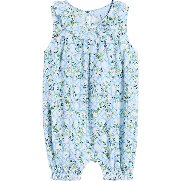 Hill House Home Baby Girls Vittoria Basketweave Vine Print Onesie, Blue