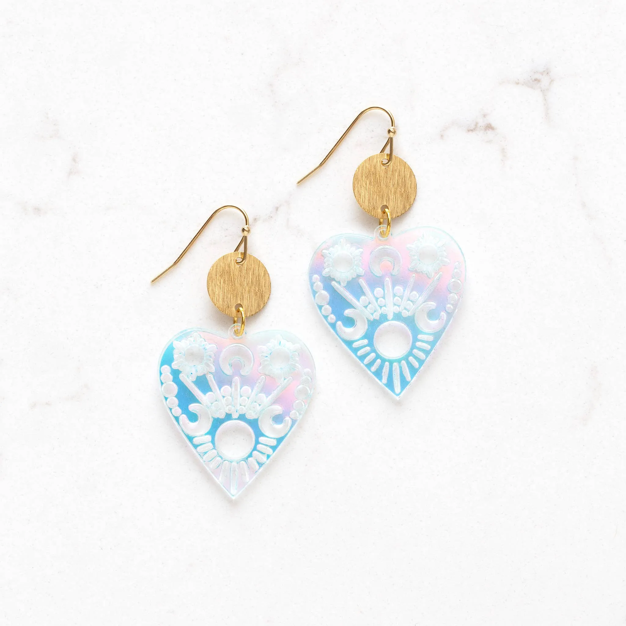 Holographic Planchette Heart Earrings