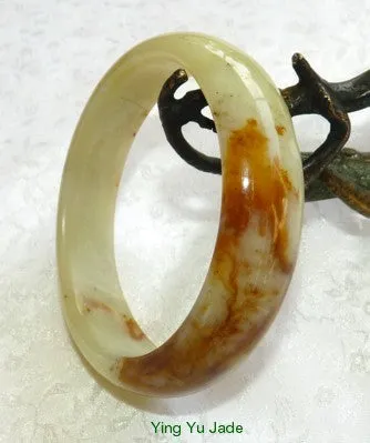 Honey Heals Chinese River Jade Natural Color Bangle Bracelet 59mm (NJ2535)