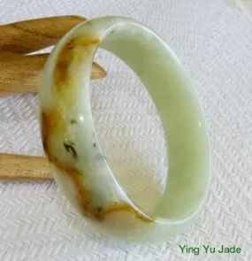 Honey Veins, Charcoal Butterfly Tracks Chinese Jade Bangle Bracelet 59mm (NJ2376)