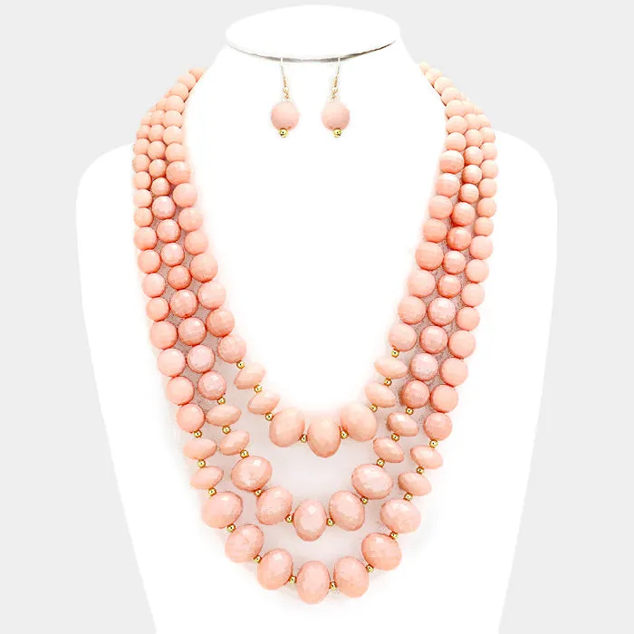 iLLASPARKZ 3-Layer Faceted Large Bead Bib Necklace