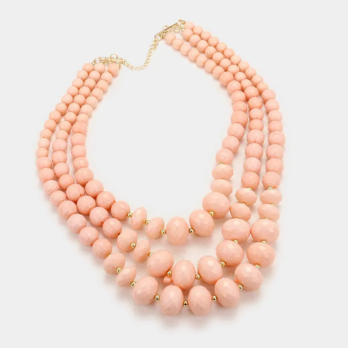 iLLASPARKZ 3-Layer Faceted Large Bead Bib Necklace