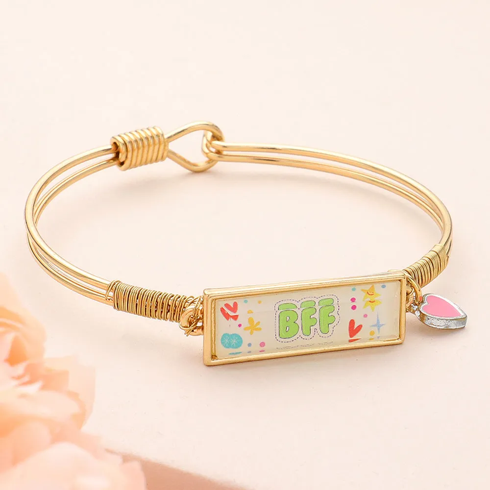 iLLASPARKZ BFF Enamel Heart Charm Message Hook Bracelet