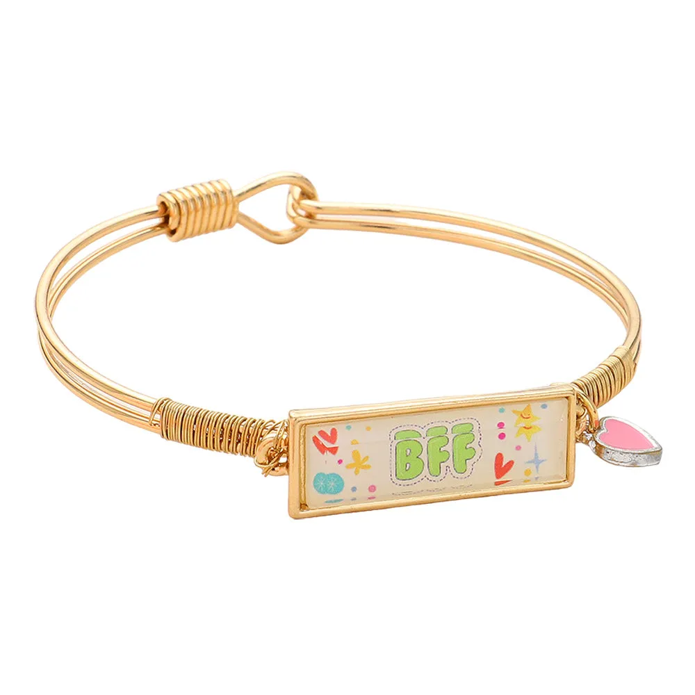 iLLASPARKZ BFF Enamel Heart Charm Message Hook Bracelet