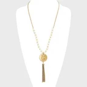 iLLASPARKZ 'C' MONOGRAM TASSEL DROP NECKLACE