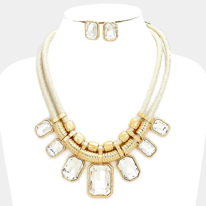 iLLASPARKZ Chunky crystal station double glitter cord necklace