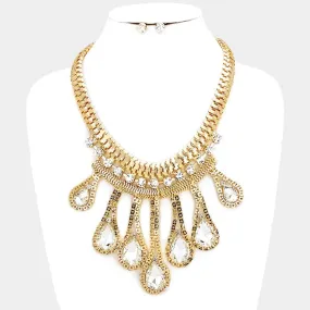 iLLASPARKZ Chunky crystal teardrop embellished mmetal mesh bib necklace