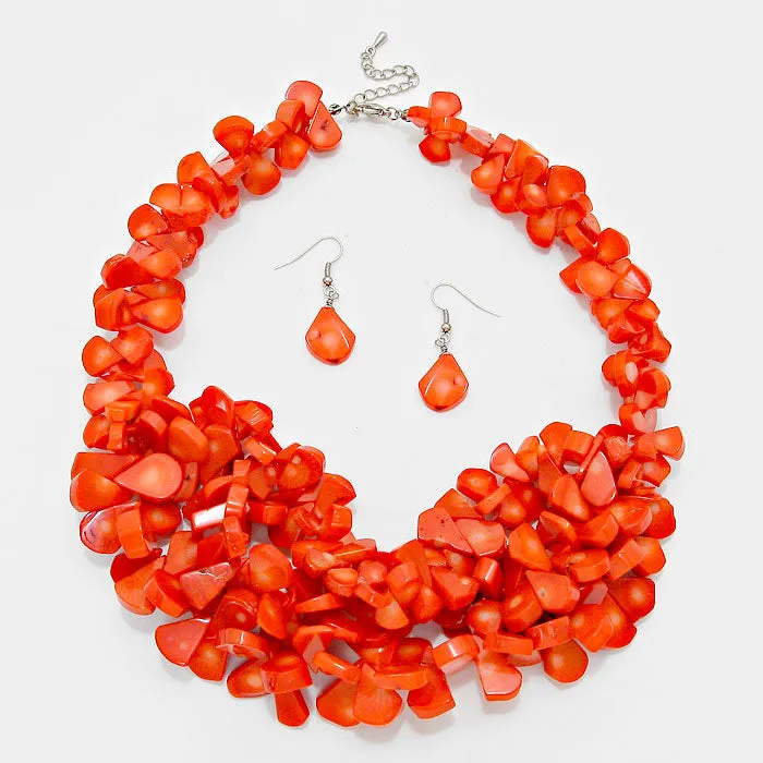 iLLASPARKZ Coral Chip Bead Stone Cluster Necklace