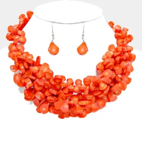 iLLASPARKZ Coral Chip Bead Stone Cluster Necklace