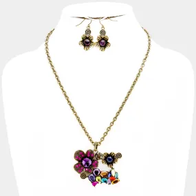 iLLASPARKZ Double flower & crystal pendant necklace