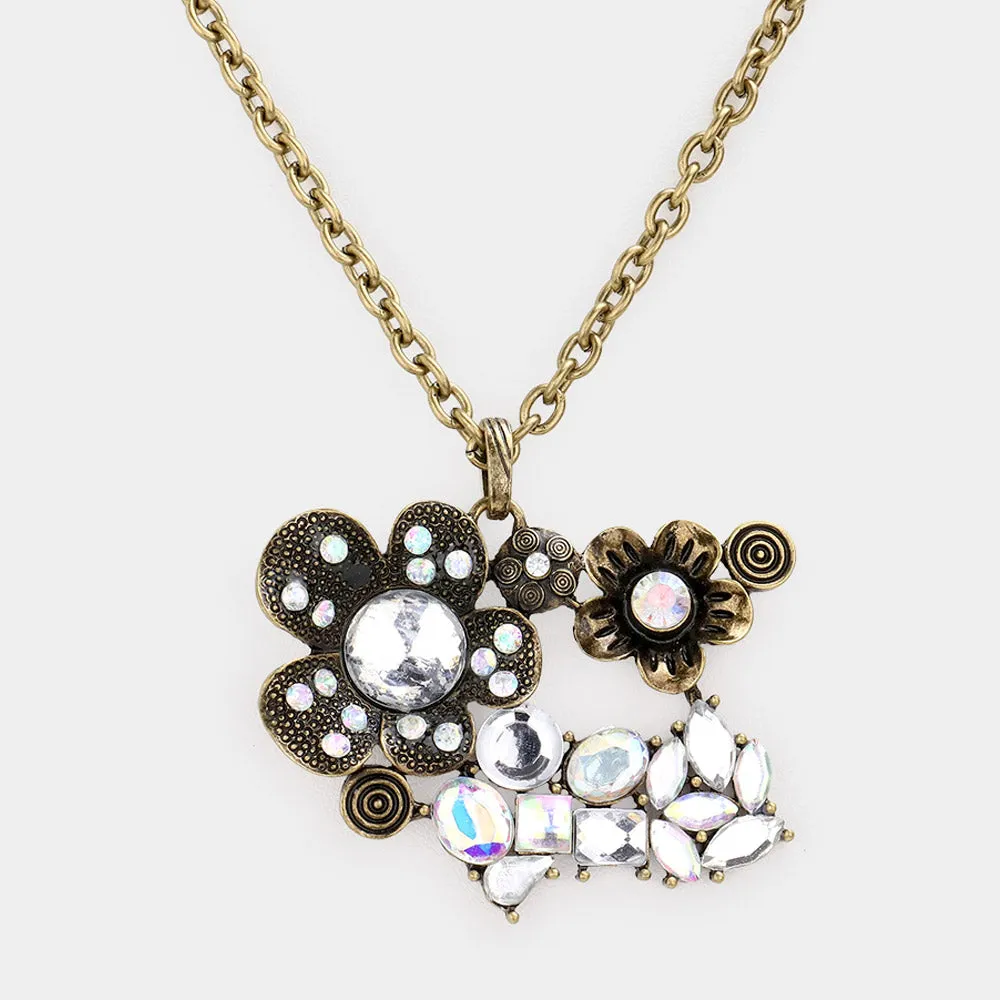 iLLASPARKZ Double flower crystal pendant necklace