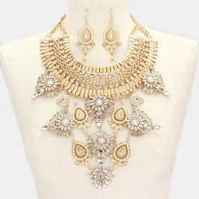 iLLASPARKZ Glass crystal & pearl statement bib necklace