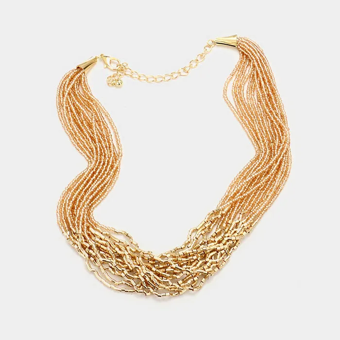 iLLASPARKZ Golden Pointed Seed Beaded Necklace