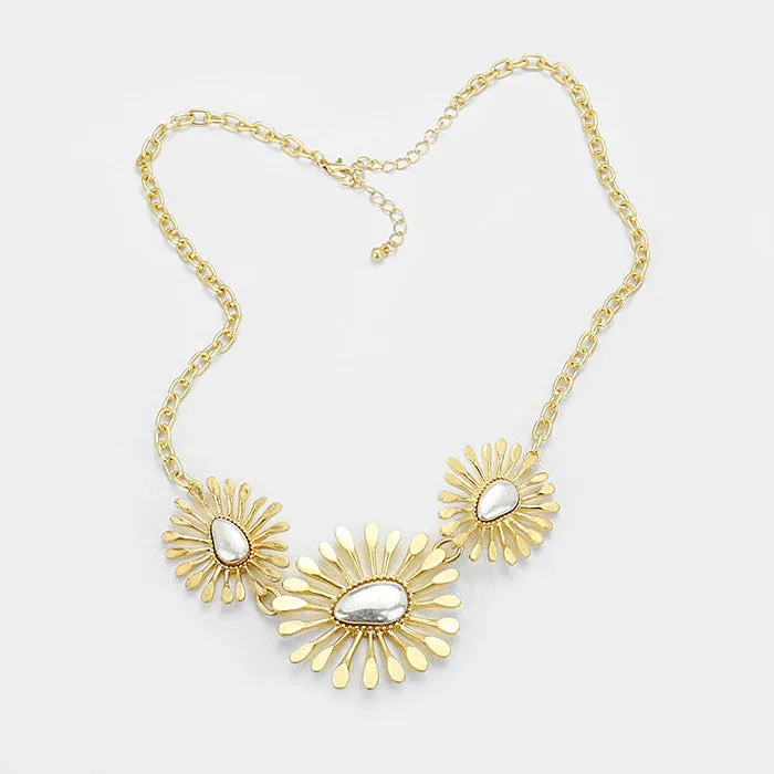 iLLASPARKZ Metal Flower Accented Statement Necklace