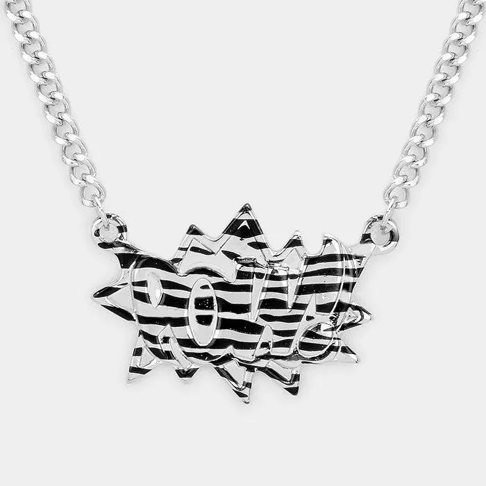 iLLASPARKZ Pow! Zebra Pattern Speech Balloon Pendant Necklace