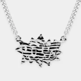 iLLASPARKZ Pow! Zebra Pattern Speech Balloon Pendant Necklace