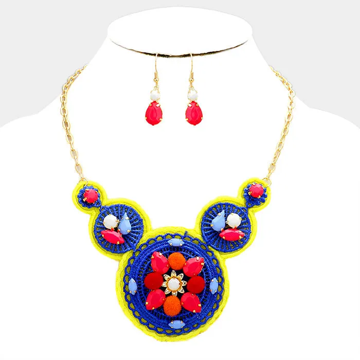 iLLASPARKZ Resin Bead accented felt bib necklace