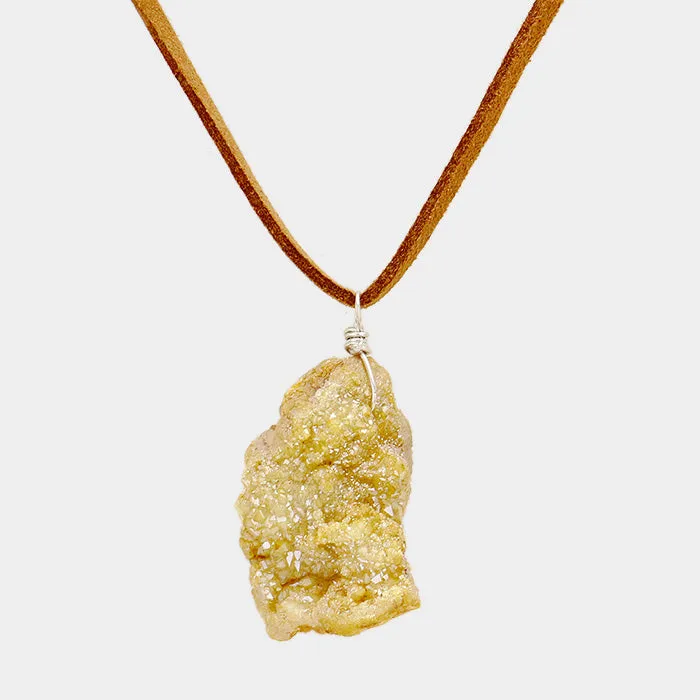 iLLASPARKZ Suede Druzy Pendant Necklace