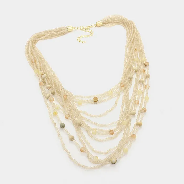 iLLASPARKZ Wood bead station multi-strand translucent bead necklace