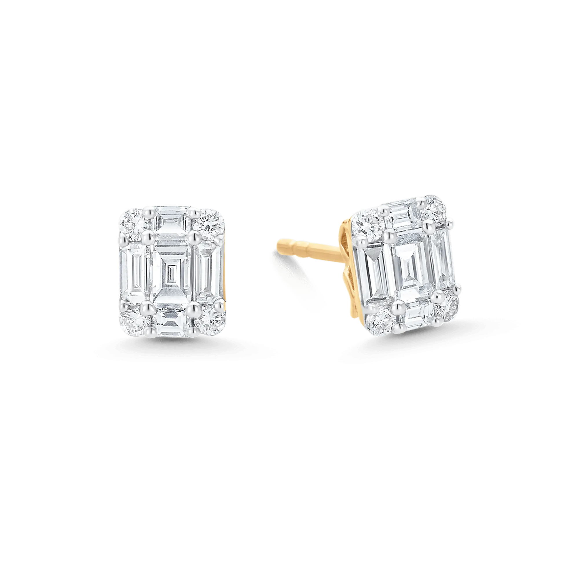 Illusion Emerald Cut Diamond Studs